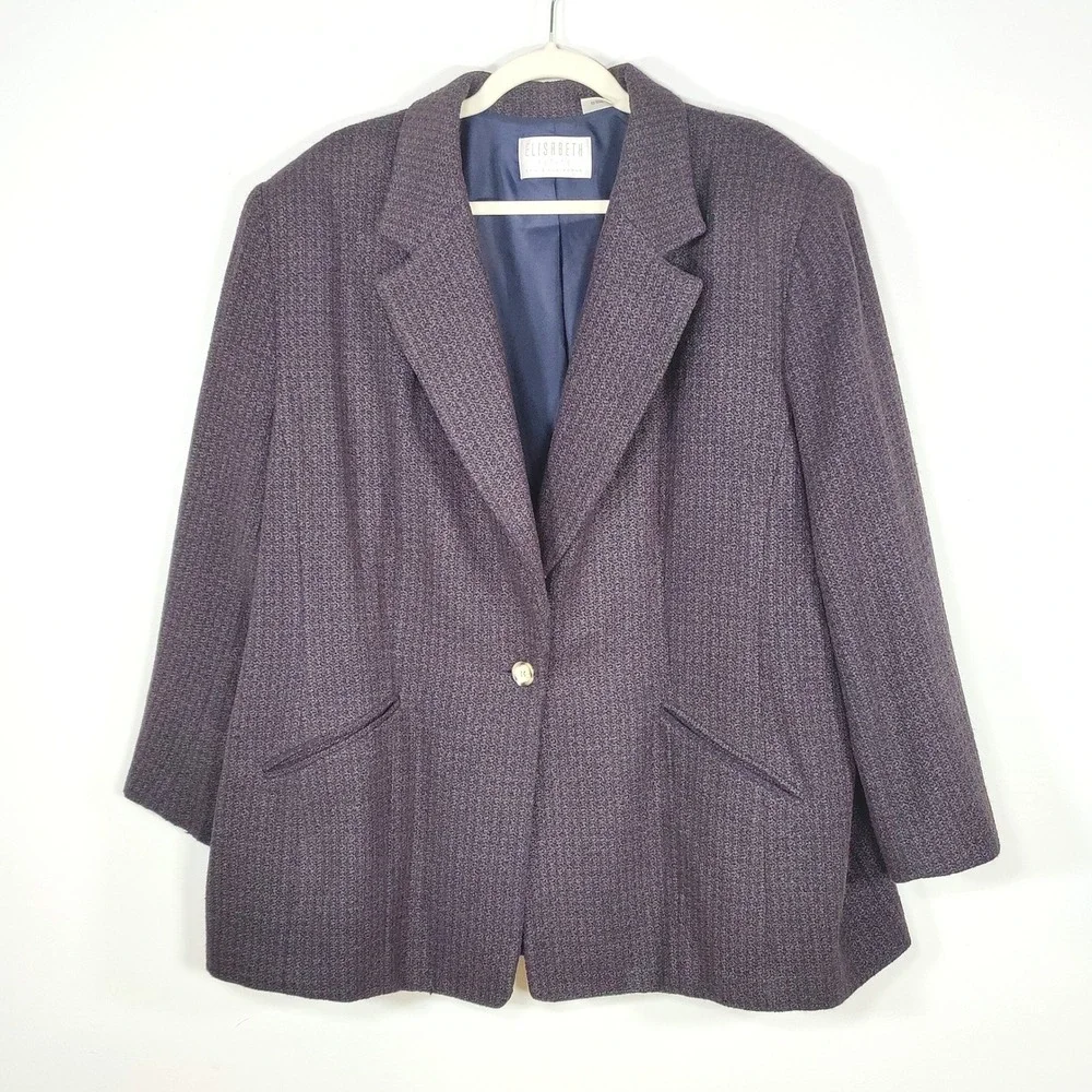 Vintage Elisabeth Petite Blazer 22P Multicolor Tweed Academia Made USA